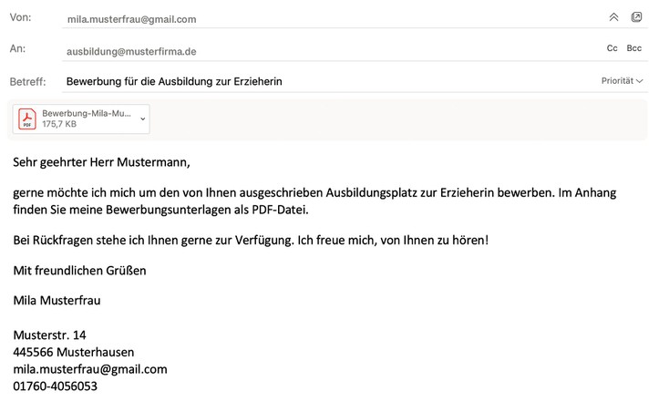 E-Mail-Bewerbung & Begleitsatz | Ausbildung.de