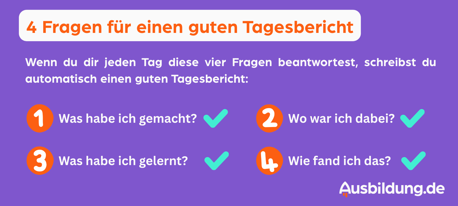 4 Fragen, die dir dabei helfen, einen guten Tagesbericht zu schreiben.